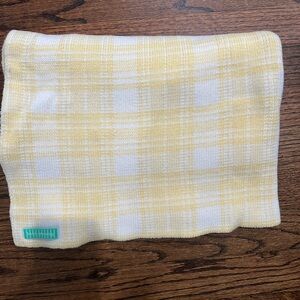 Yellow and White Plaid Knit Baby Blanket